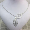 Women Double Leaf Necklace